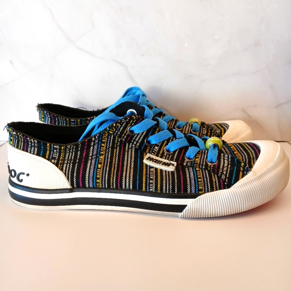 Rocket Dog Women's Frayed Design Rainbow Sneakers, Size 6M, Lace-up